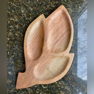Leaf-Shaped Wooden Serving Platter